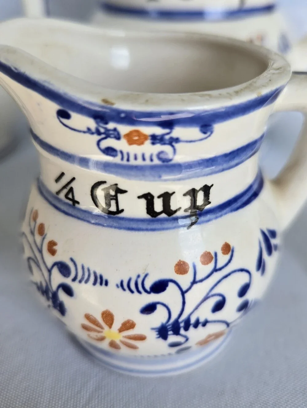 Vintage Blue Onion Nesting Measuring Cup Pitchers Set of 4 Royal Sealy Japan